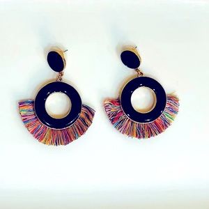 Deep navy blue dangle earring